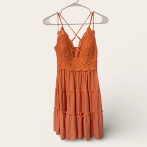 Zenana Outfitters Vibrant Orange Lace Dress size L y2k style